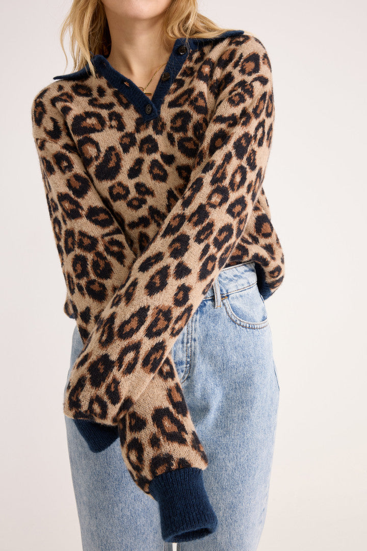 Sweater polo Dulce leopard and blue