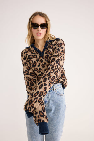 Dulce leopard and blue polo sweater