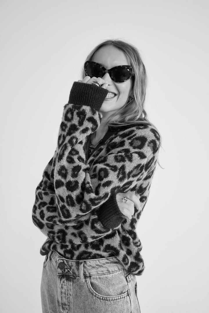 Sweater polo Dulce leopard and blue