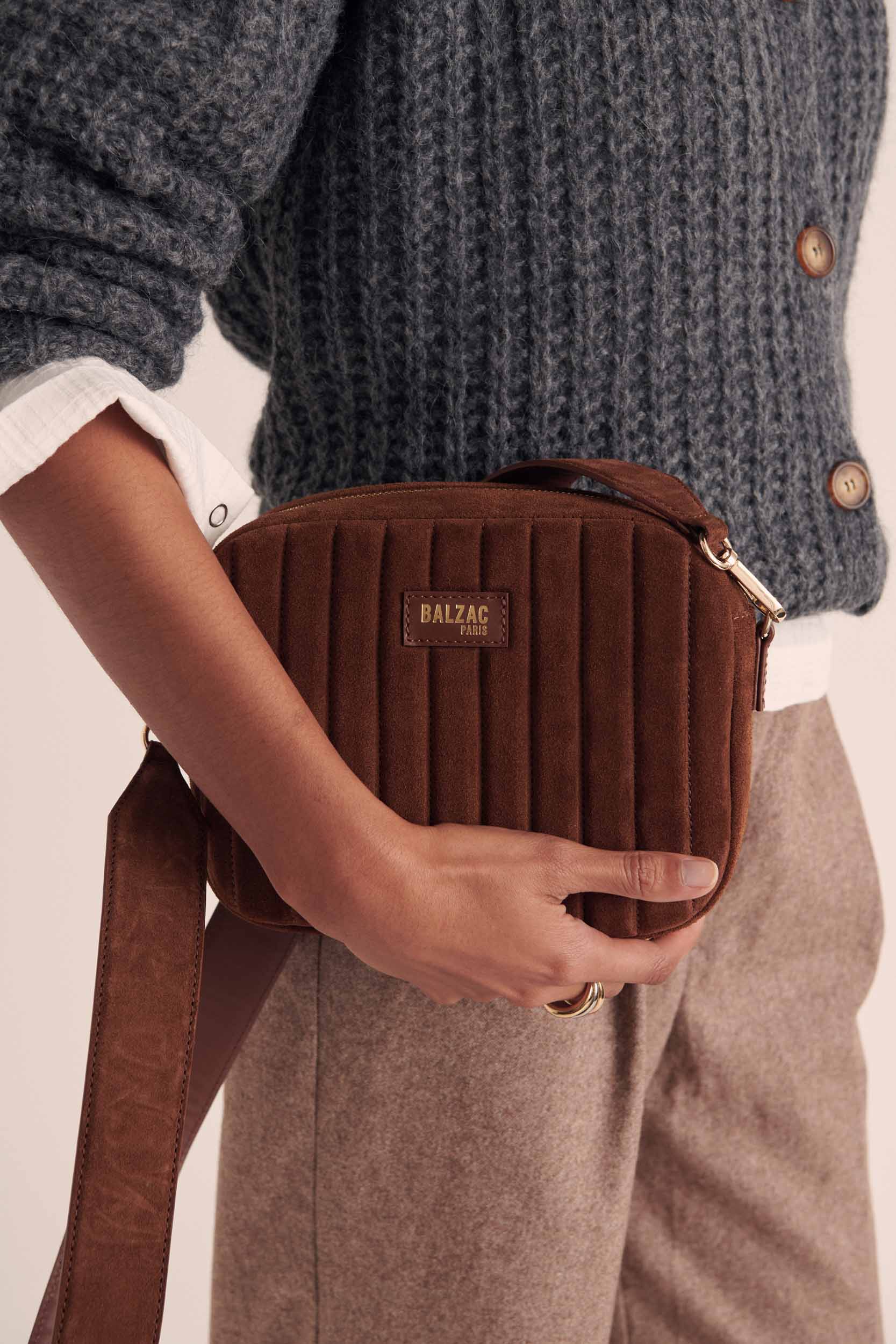 Bag César suede of leather chocolate