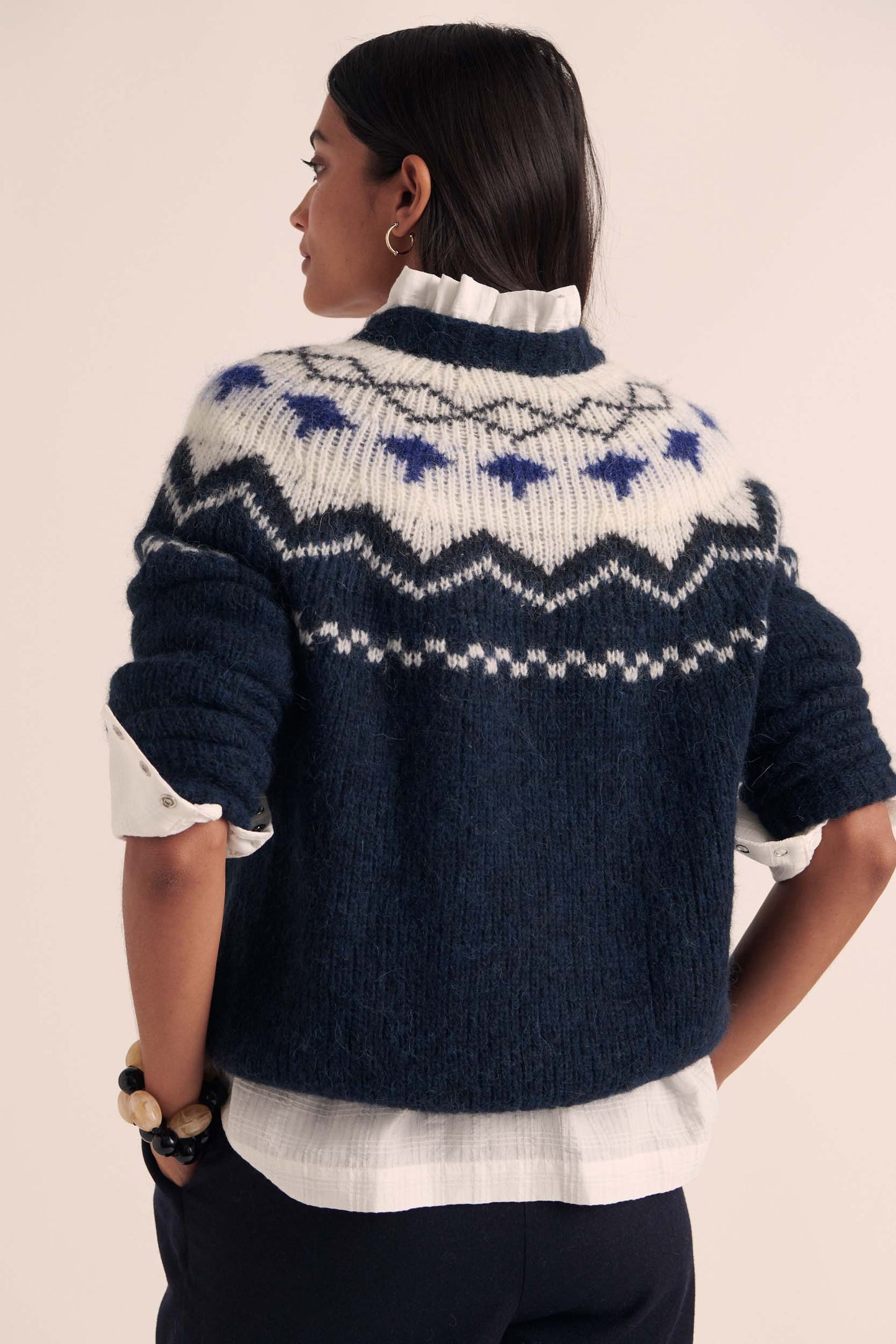 Navy and ecru Santa sweater