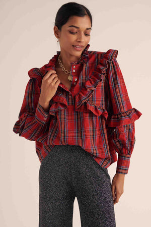 Amelia red tartan blouse