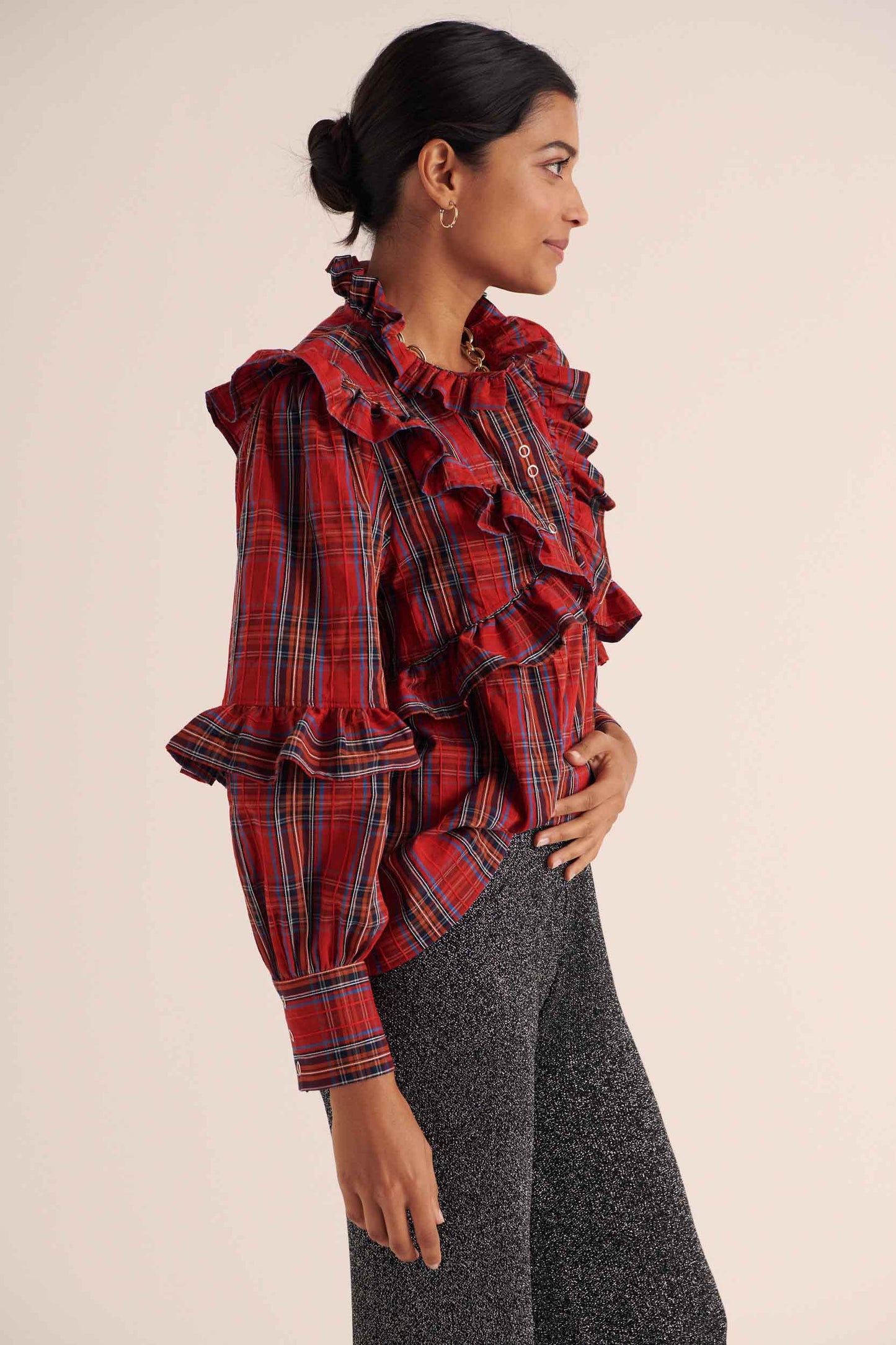 Blouse Amelia tartan rouge