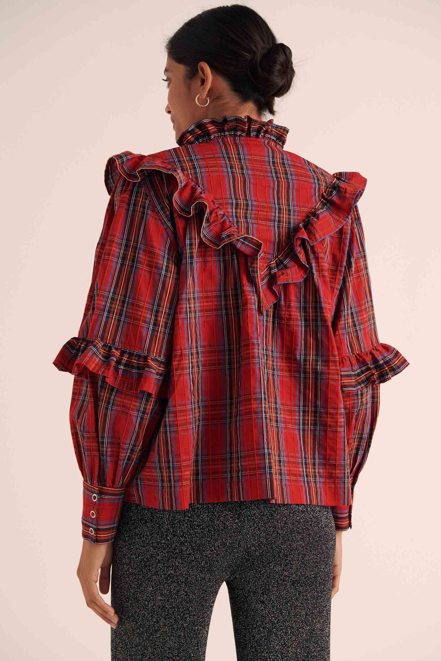 Blouse Amelia tartan rouge