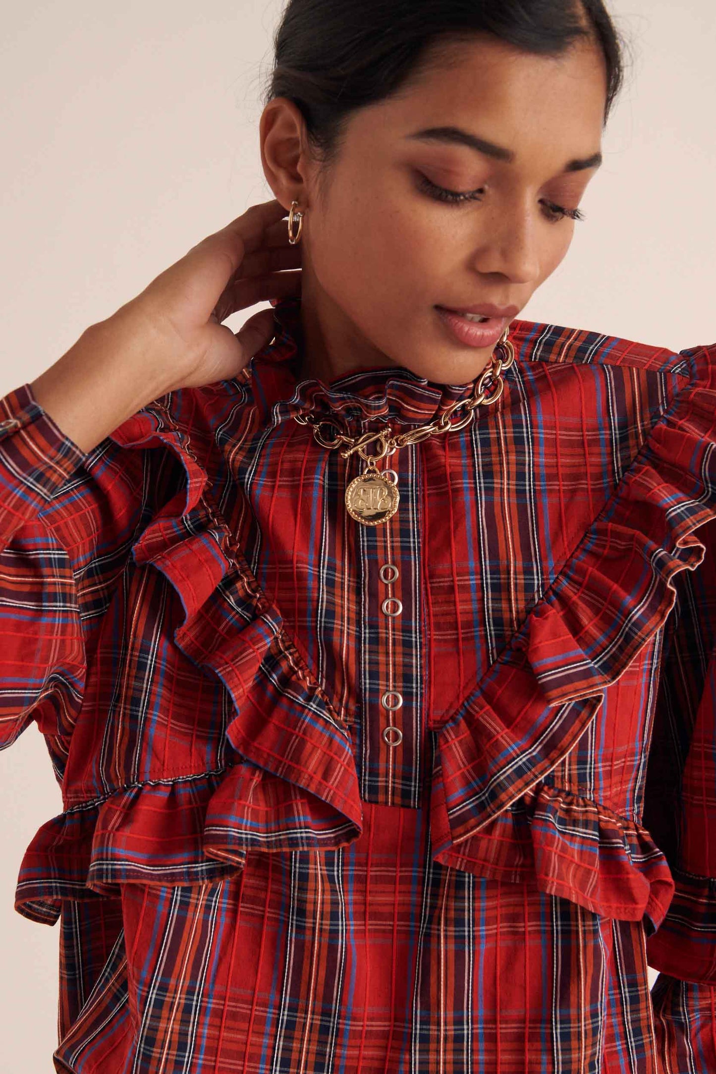 Blouse Amelia tartan rouge