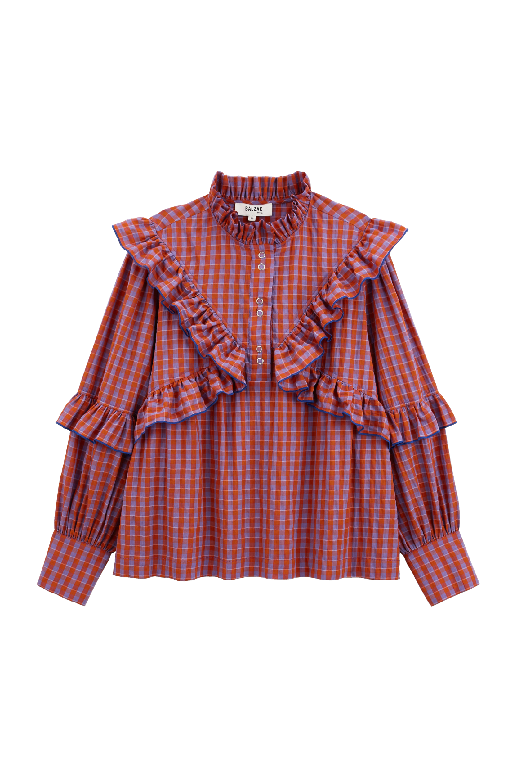 Blouse Amelia gingham orange and purple