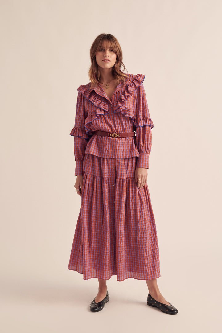 Skirt Salina gingham orange and purple