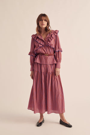 Jupe Salina vichy orange et violet