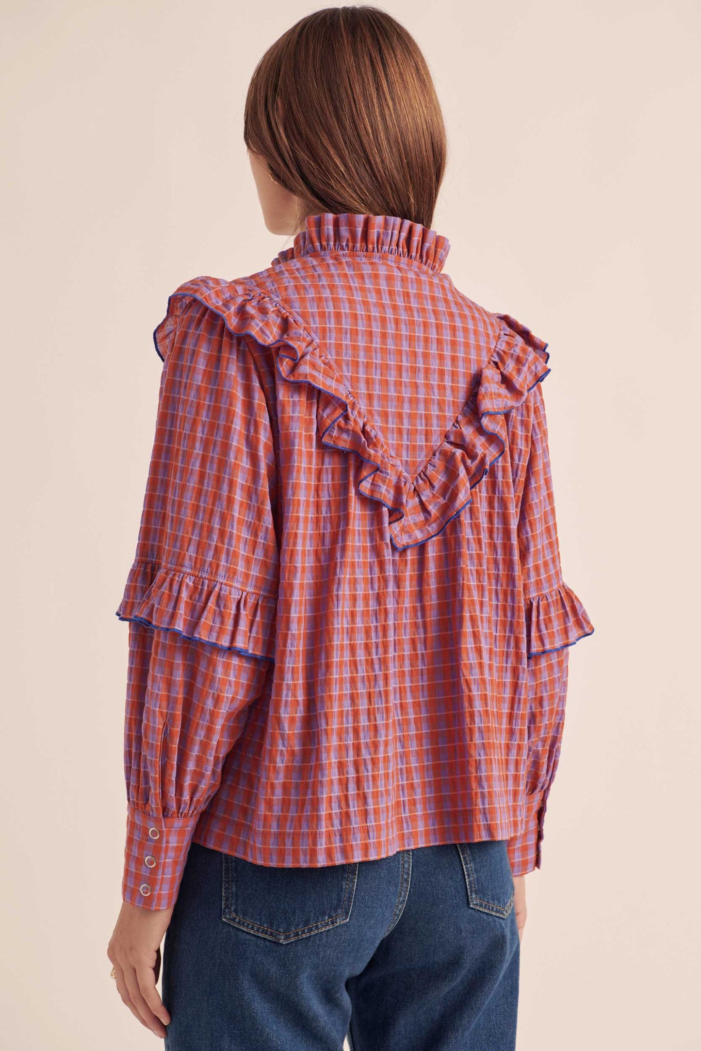 Blouse Amelia vichy orange et violet