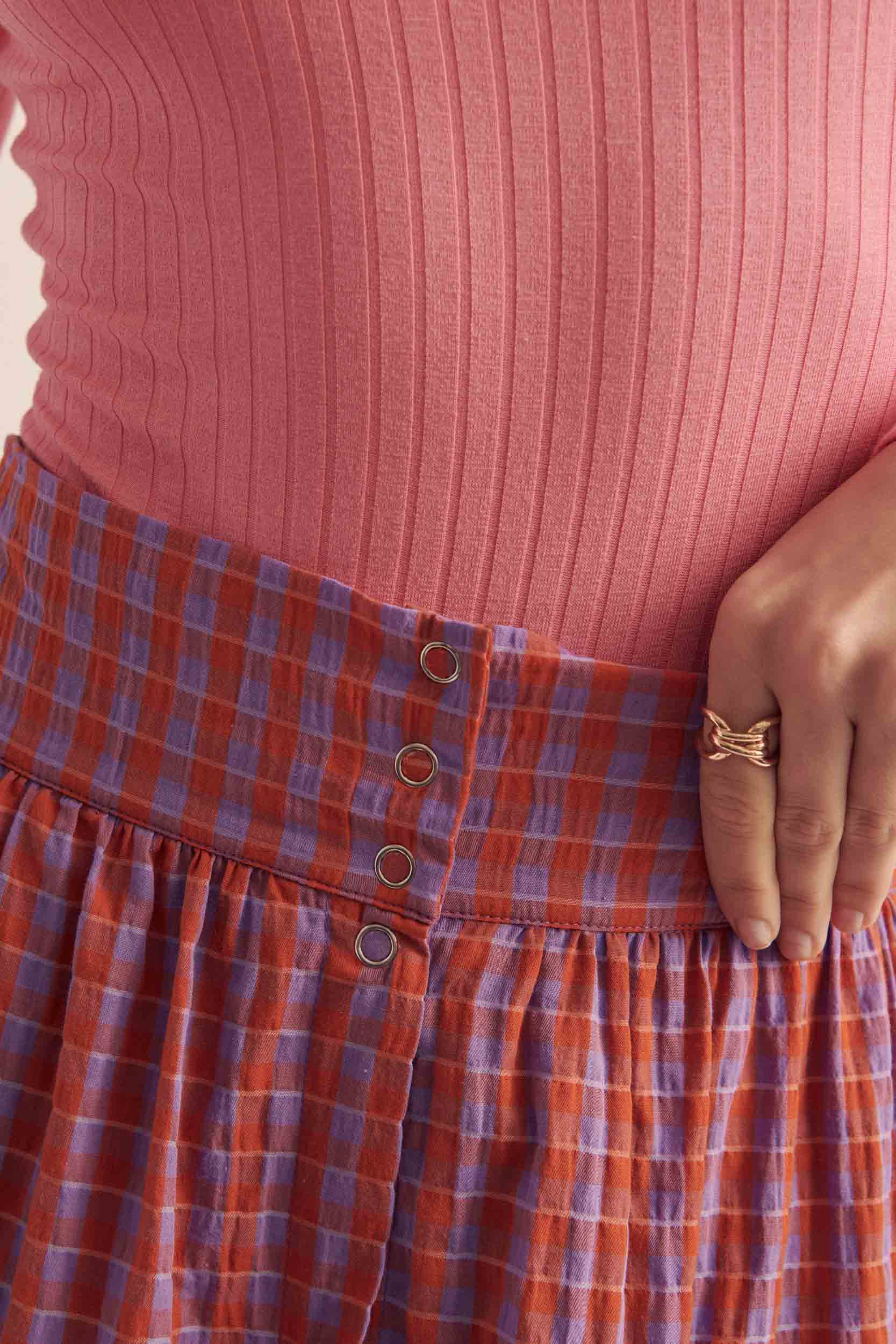 Skirt Salina gingham orange and purple