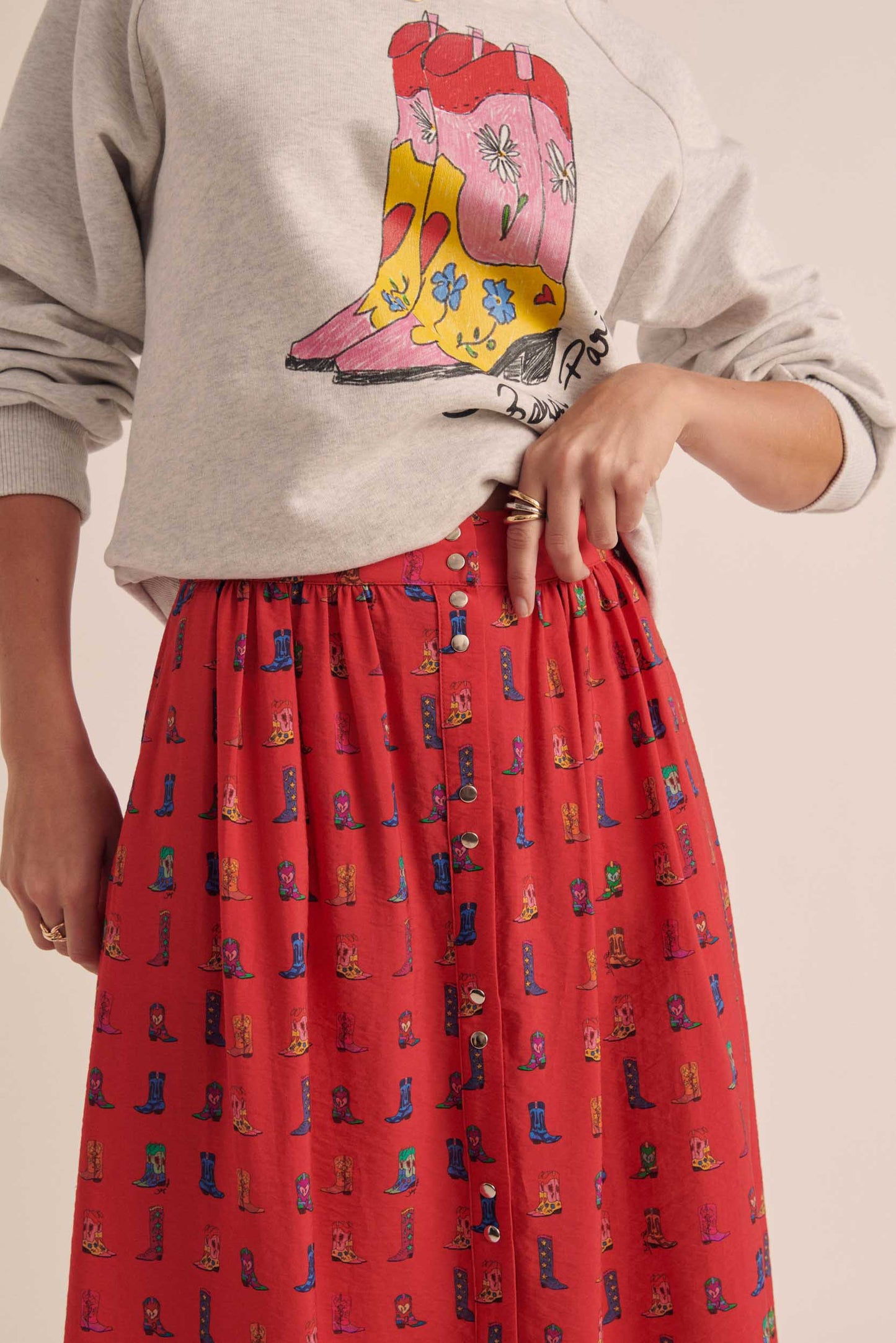 Sally skirt with cowboy print