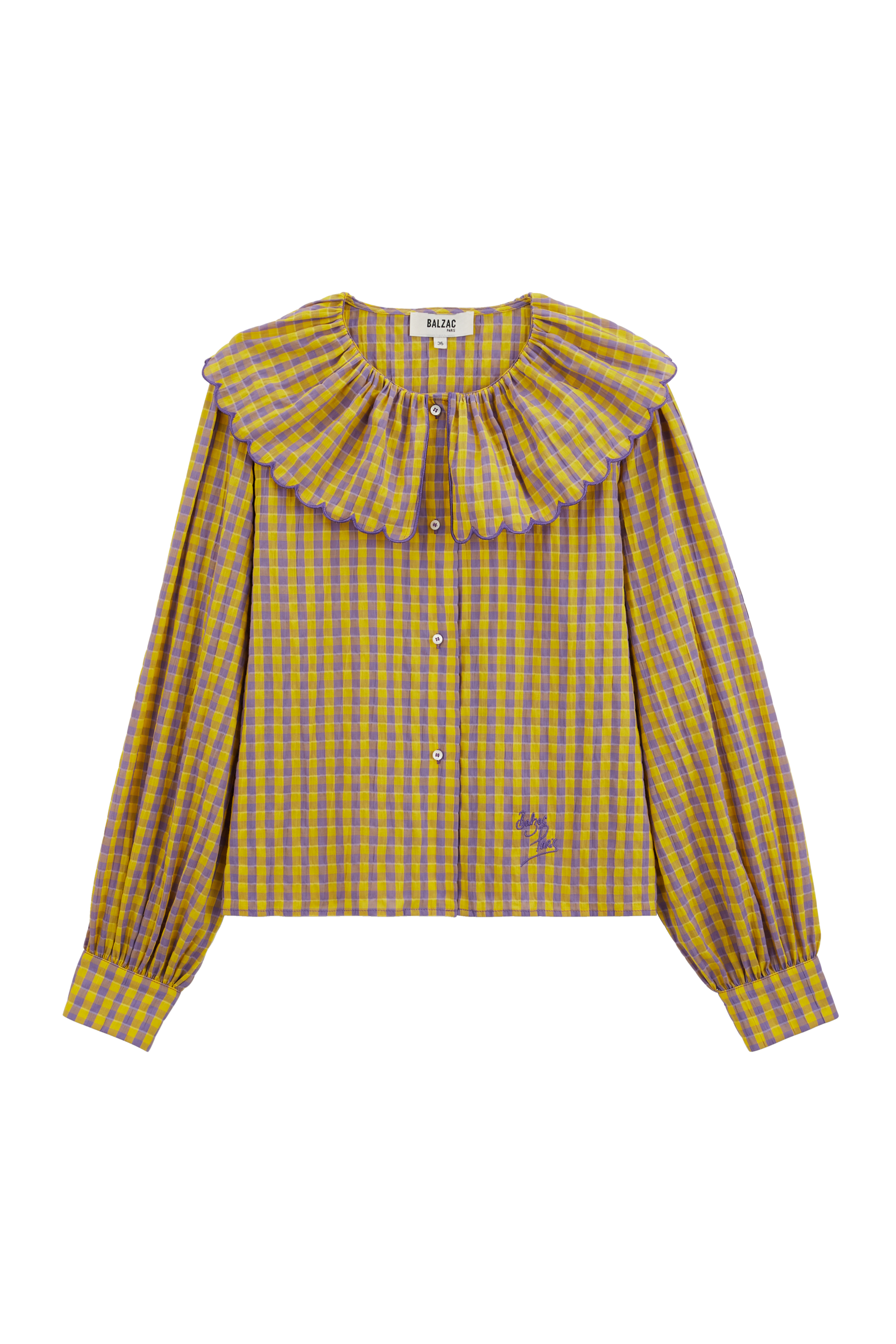 Shirt Amy gingham yellow and purple