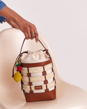 Panier Ori tressé naturel et cognac