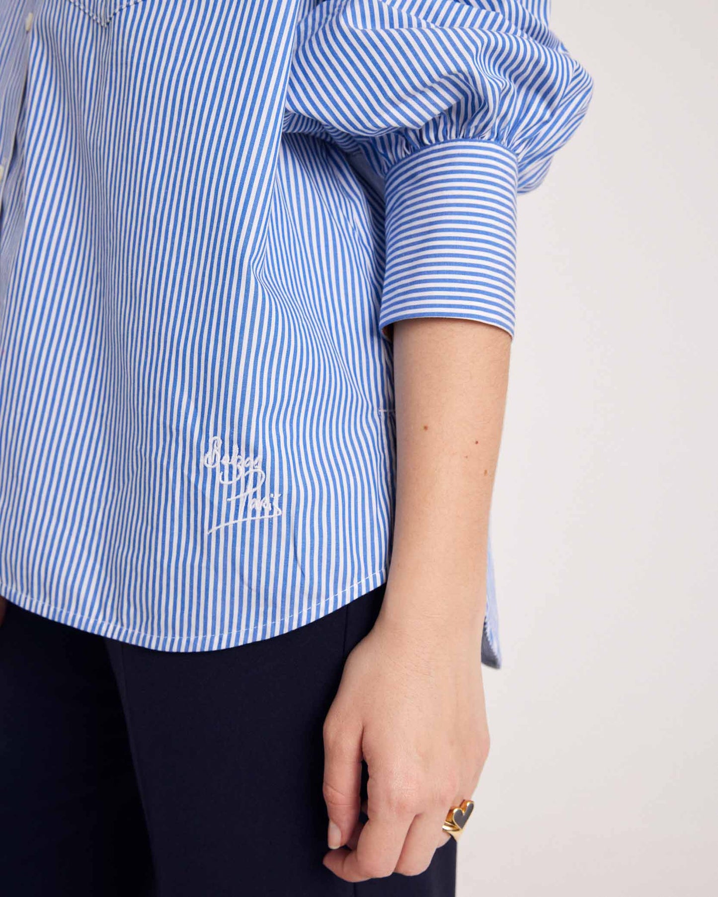 Léonor shirt with navy and white stripes