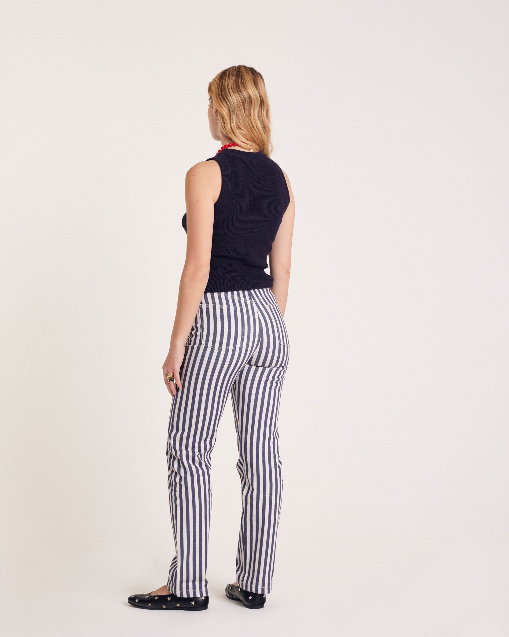 Jeans Robi stripes navy and ecru
