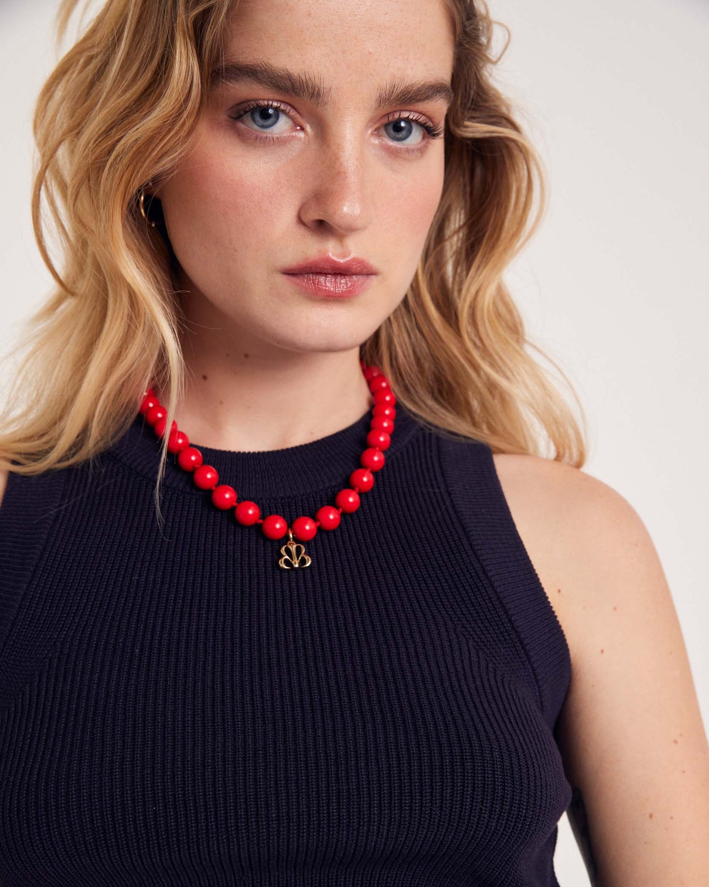 Aldo red pearl necklace