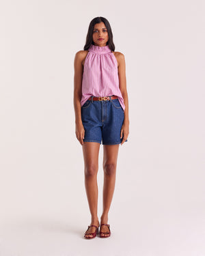 Maylone denim blue midi shorts