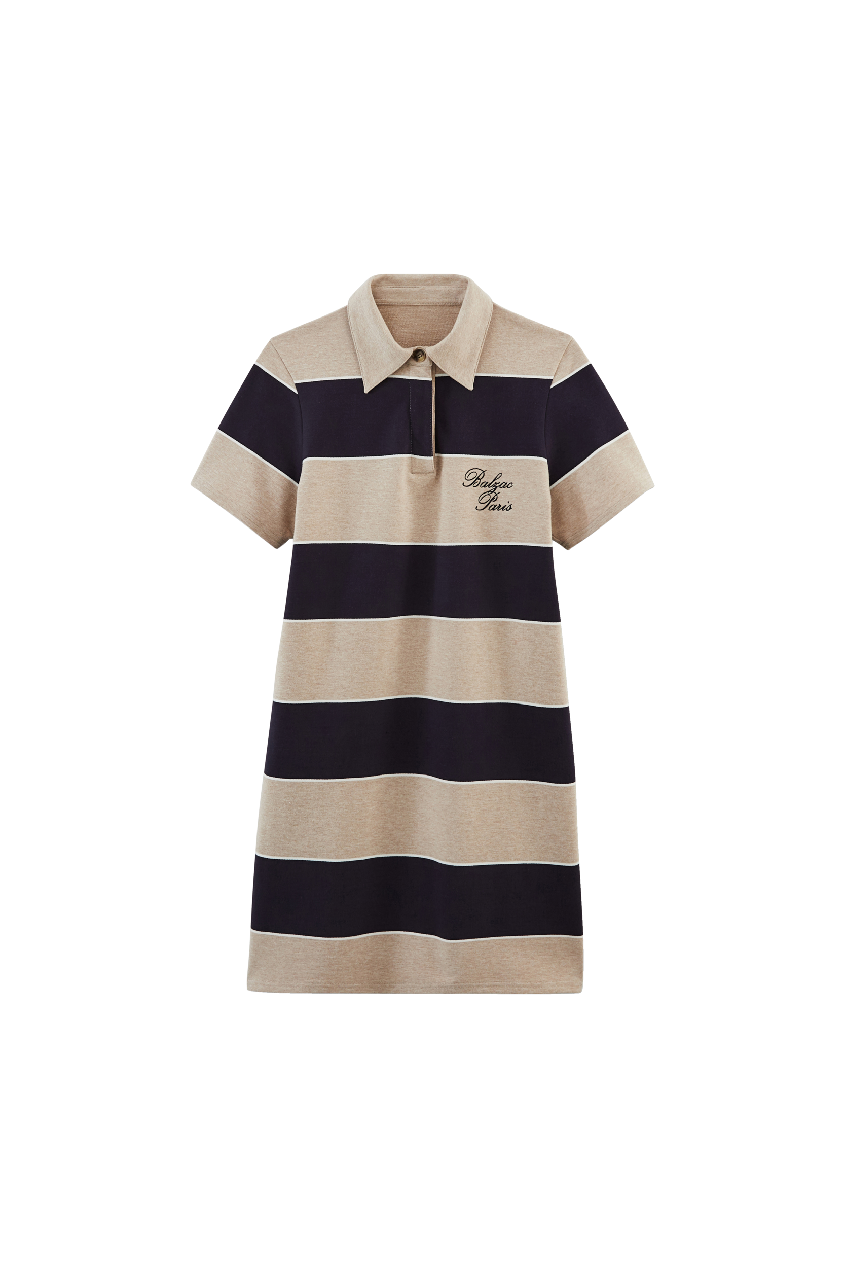 Dress polo Paula stripes navy and beige heathered