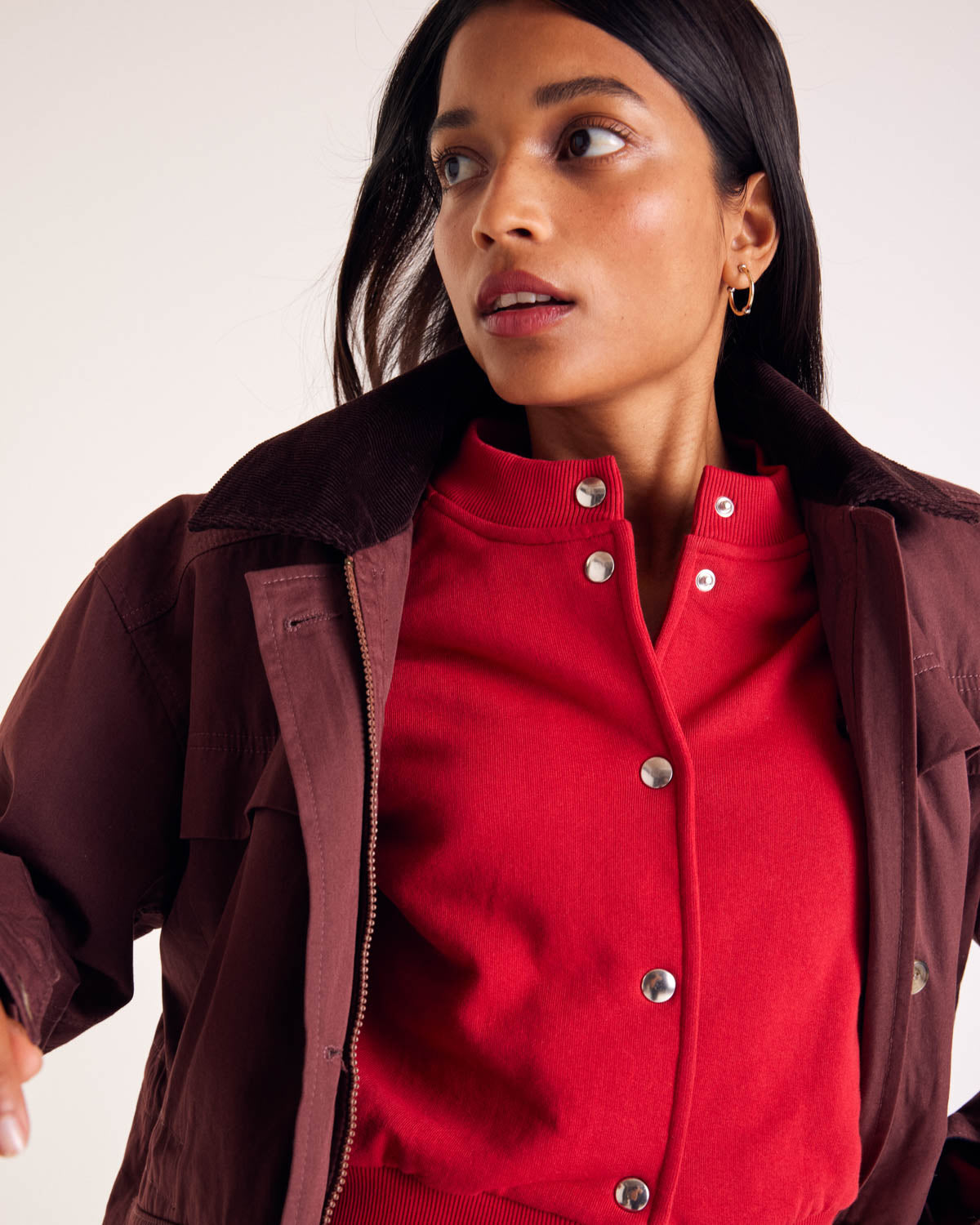 Jacket Eloi aubergine and chocolate