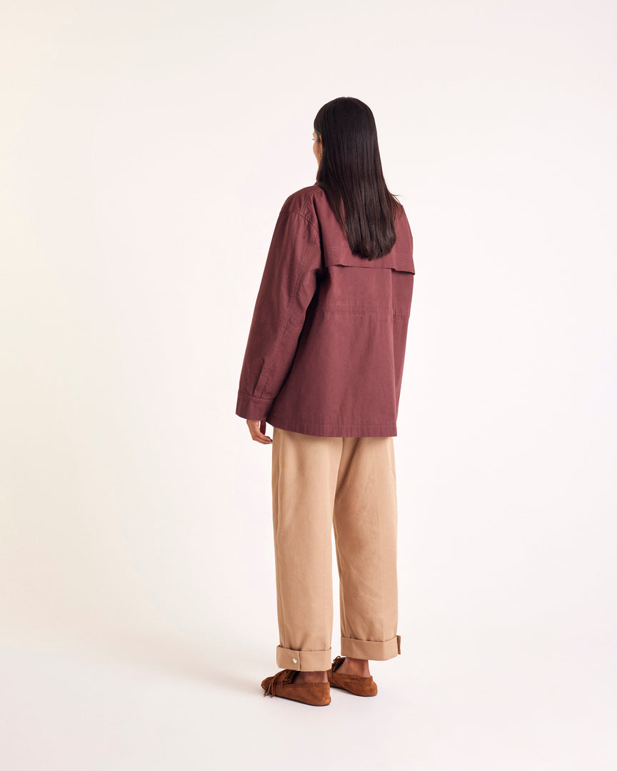 Jacket Eloi aubergine and chocolate