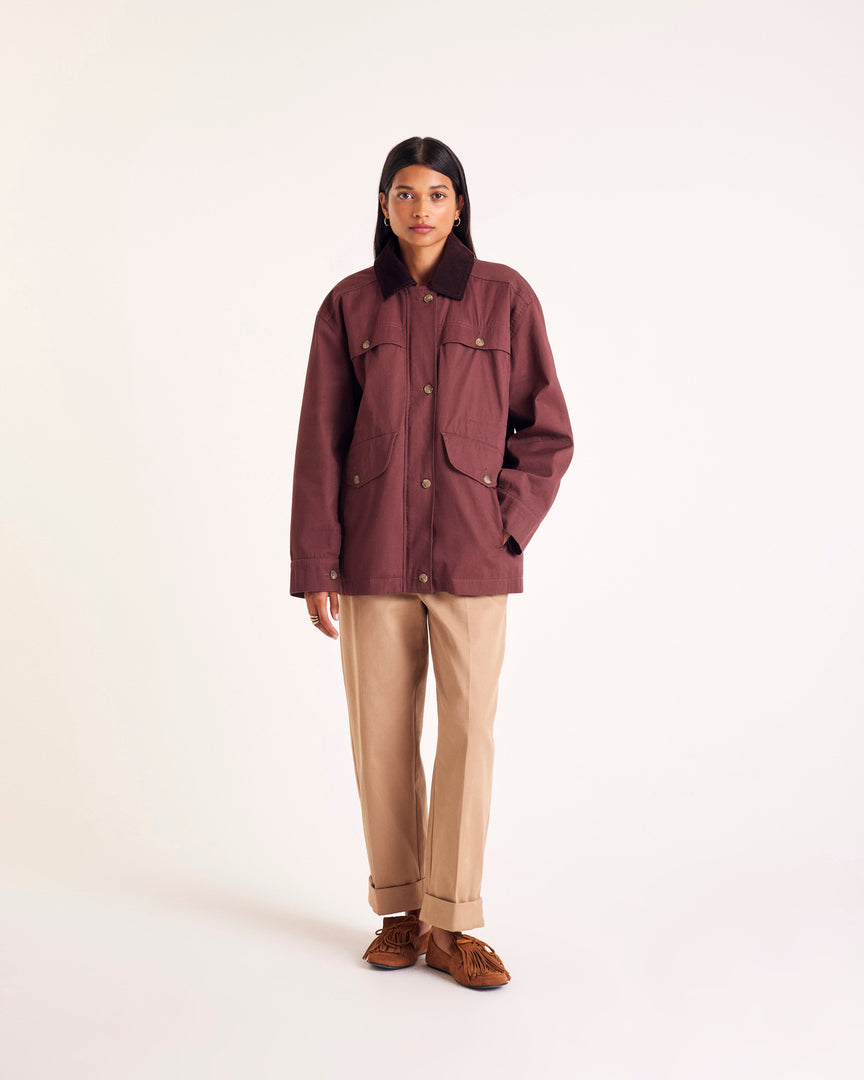 Jacket Eloi aubergine and chocolate