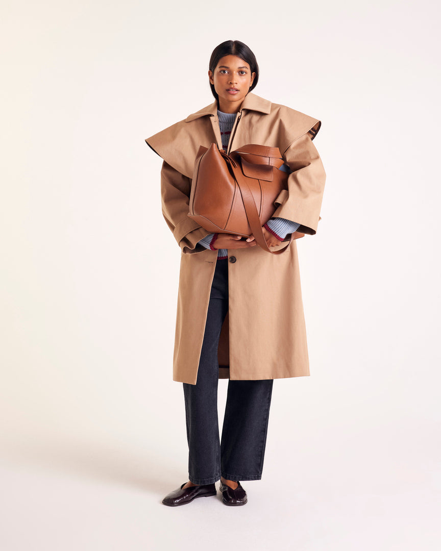 Cabas Esteban camel intérieur bleu gris