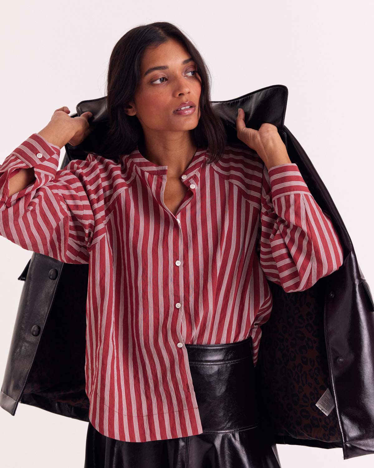 Poppy and White Stripe Joséphine Shirt