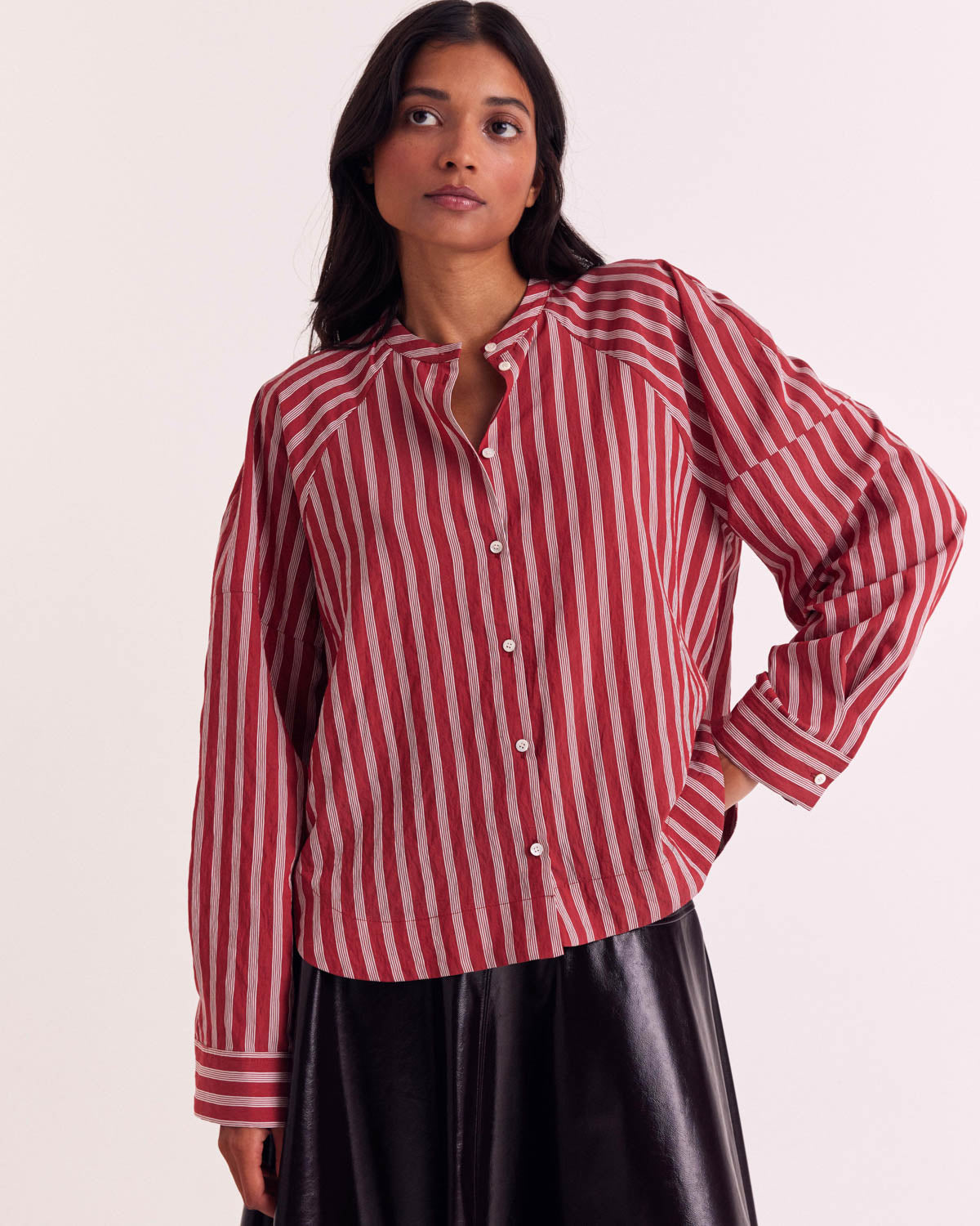 Poppy and White Stripe Joséphine Shirt