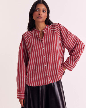 Poppy and White Stripe Joséphine Shirt