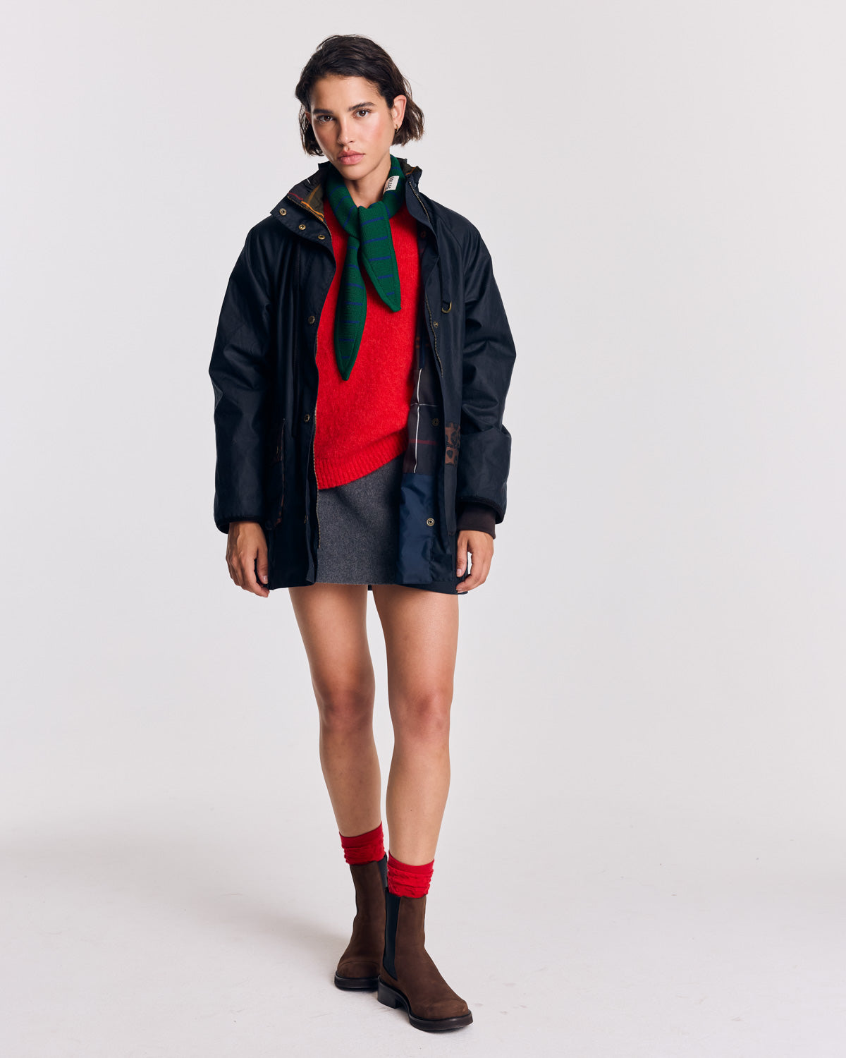 Veste Anaïs bleu marine et léopard fauve Barbour x Balzac