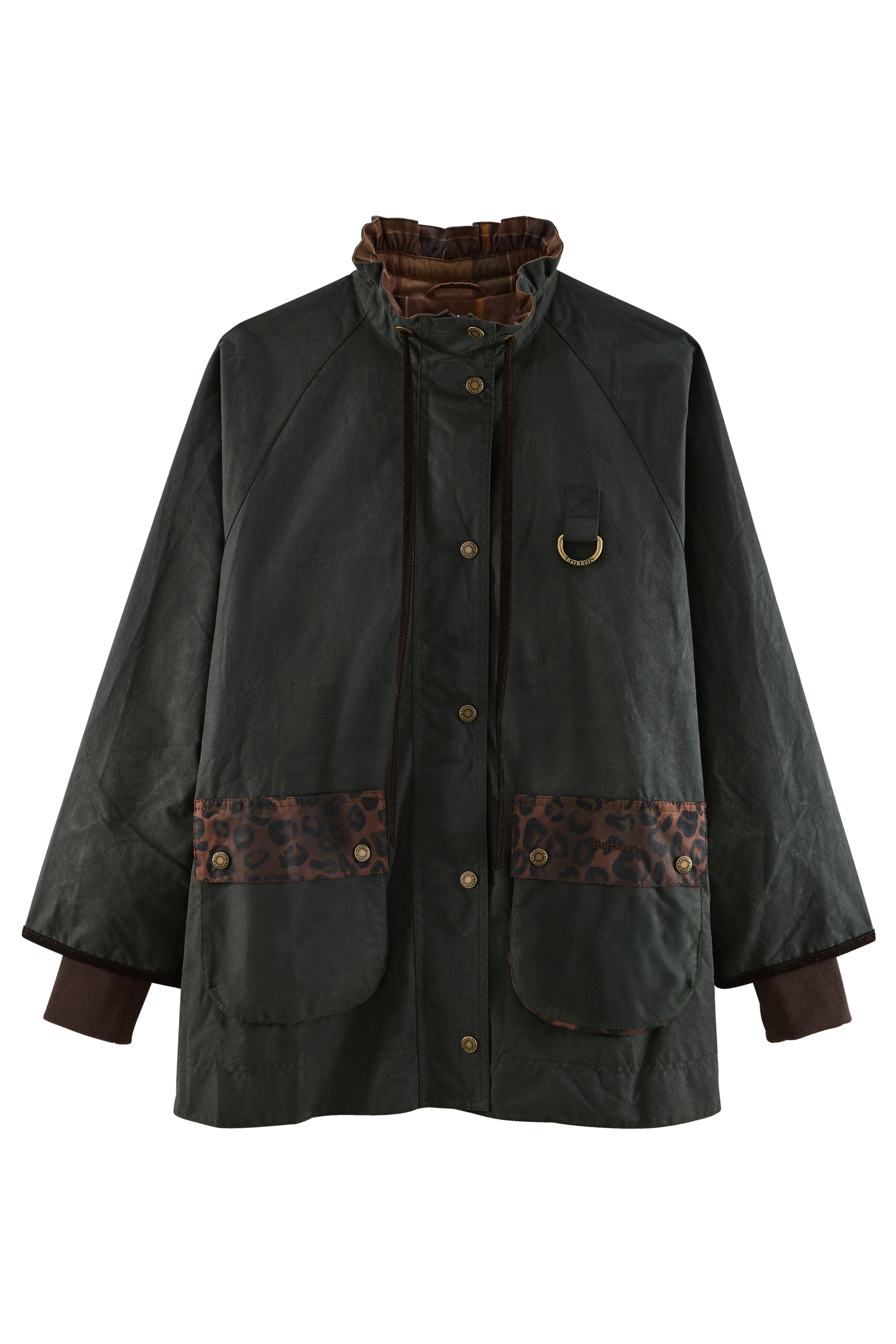 Jacket Anaïs khaki and leopard tawny Barbour x Balzac Paris