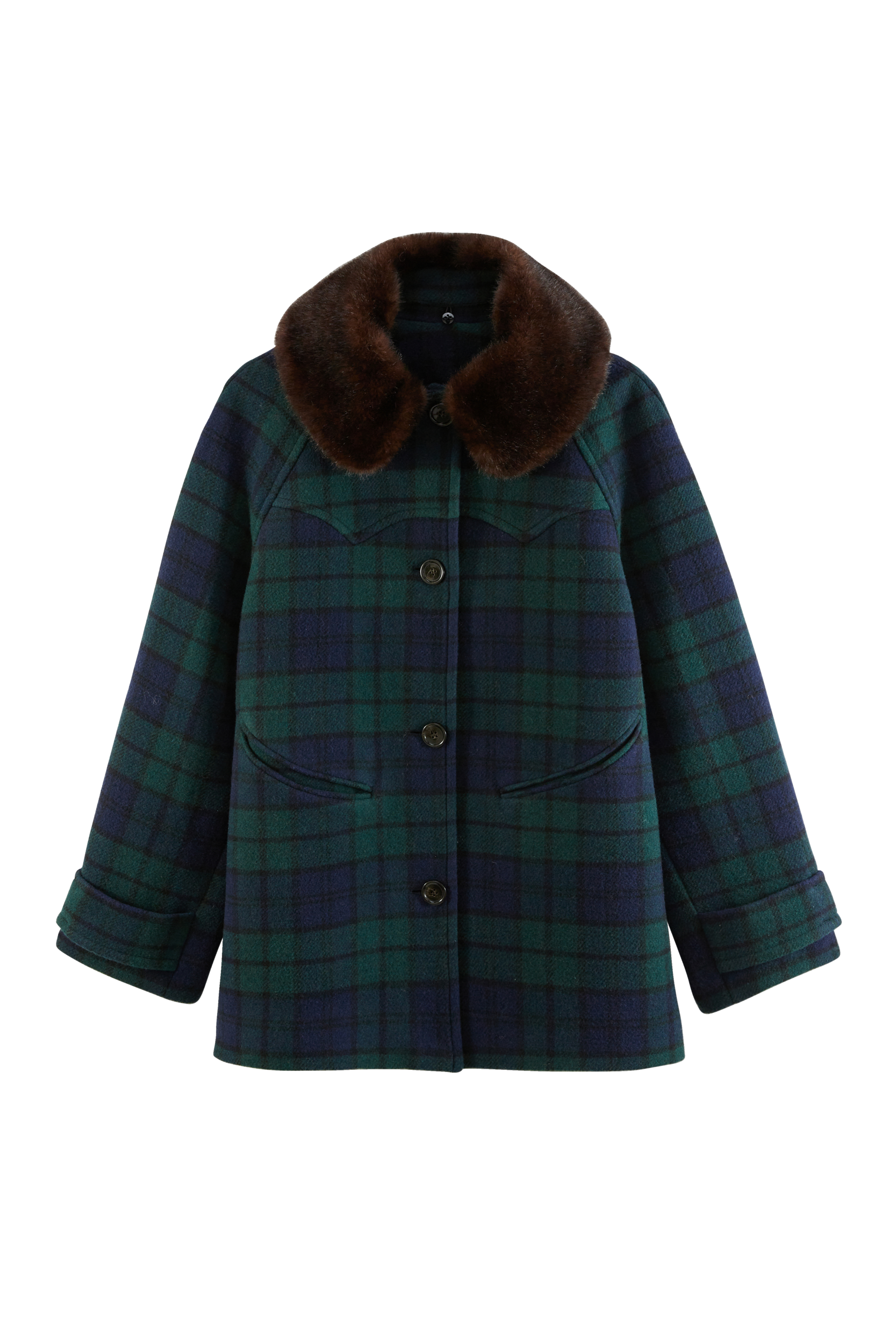 Coat Trixie tartan blue and green