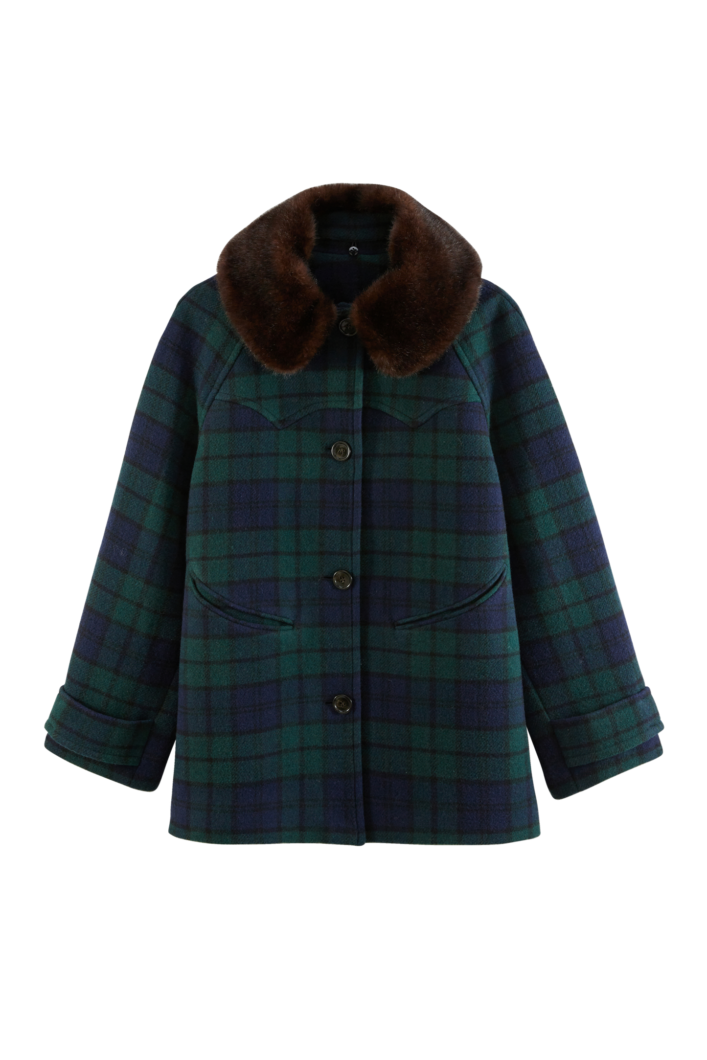 Manteau Trixie tartan bleu et vert