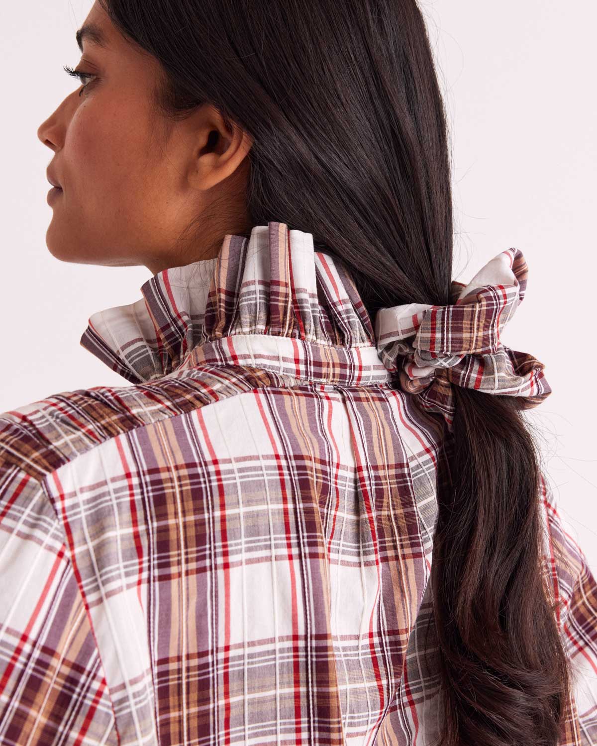 Chouchou Billy XL tartan rouge et beige