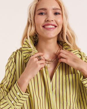 Chemise Léonor rayures jaune et kaki