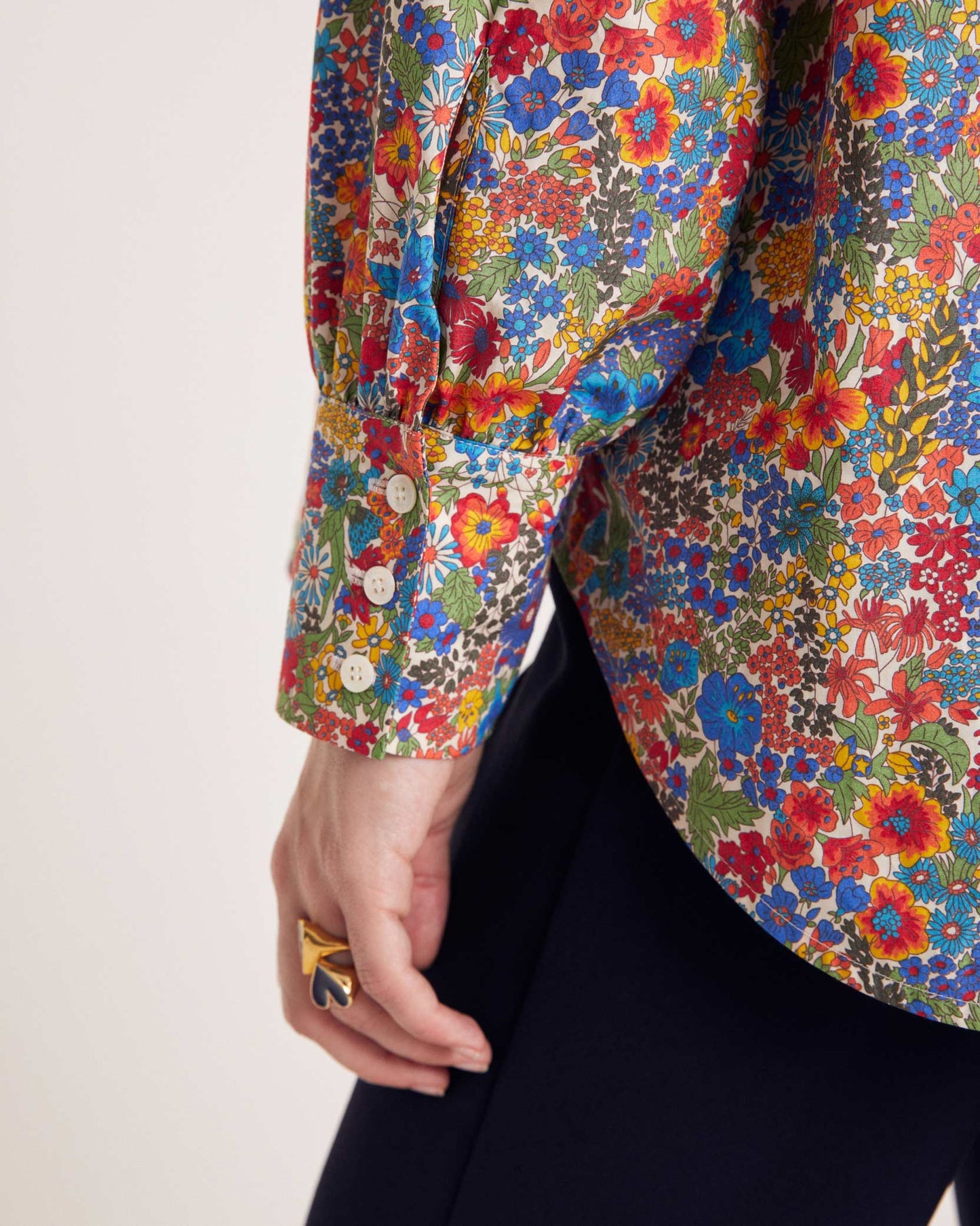 Léonor shirt in blue and yellow Liberty fabric