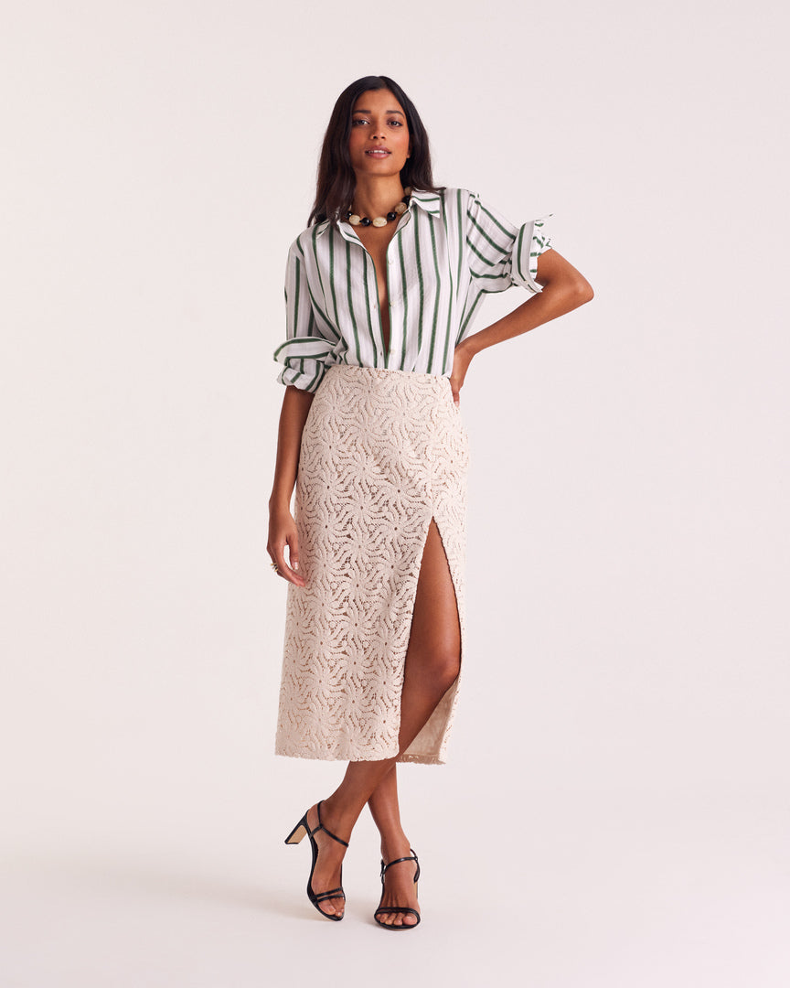Skirt Donatelle guipure lace flowers ecru