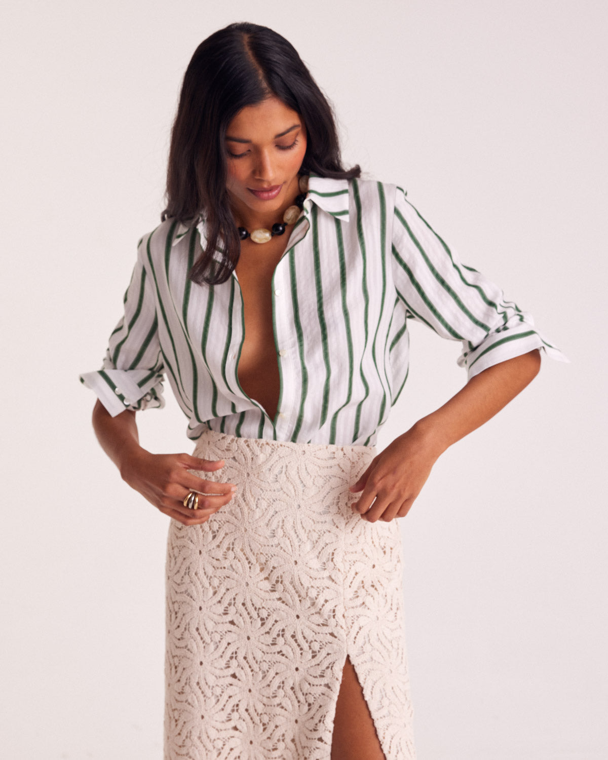 Skirt Donatelle guipure lace flowers ecru