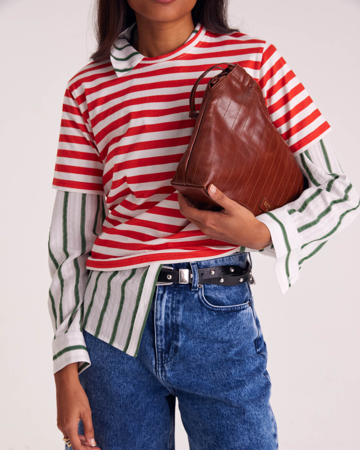 T-shirt Bree stripes poppy red and white