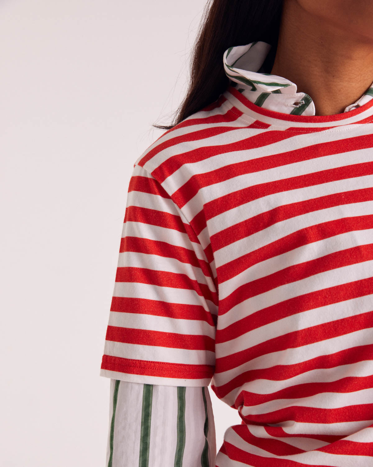 T-shirt Bree stripes poppy red and white