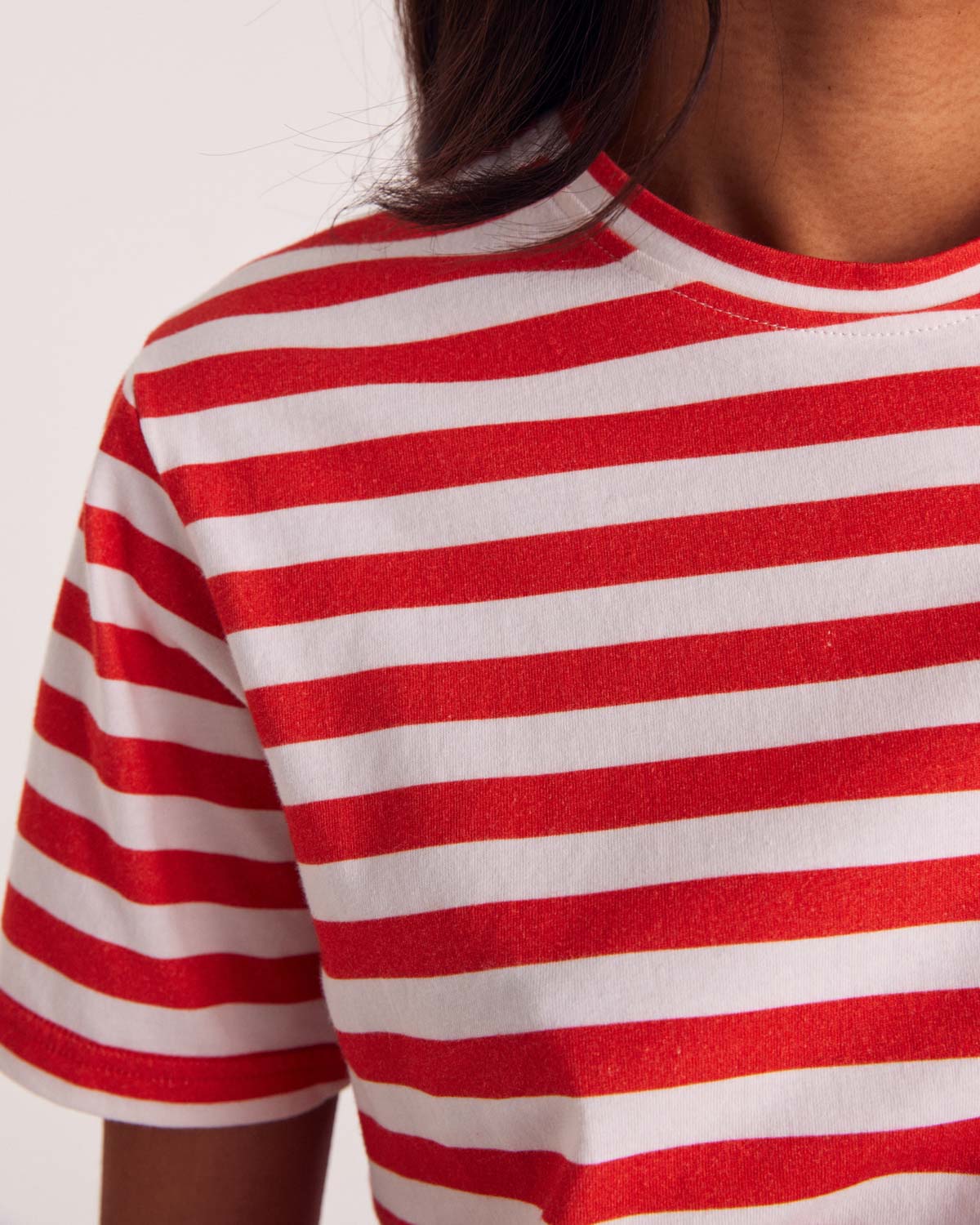 T-shirt Bree stripes poppy red and white
