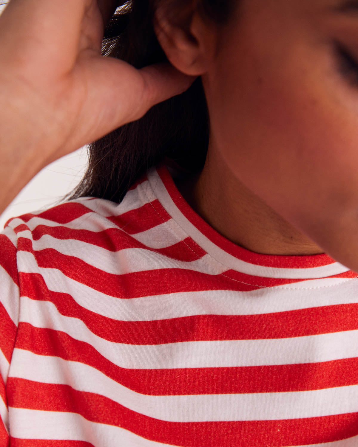 T-shirt Bree stripes poppy red and white