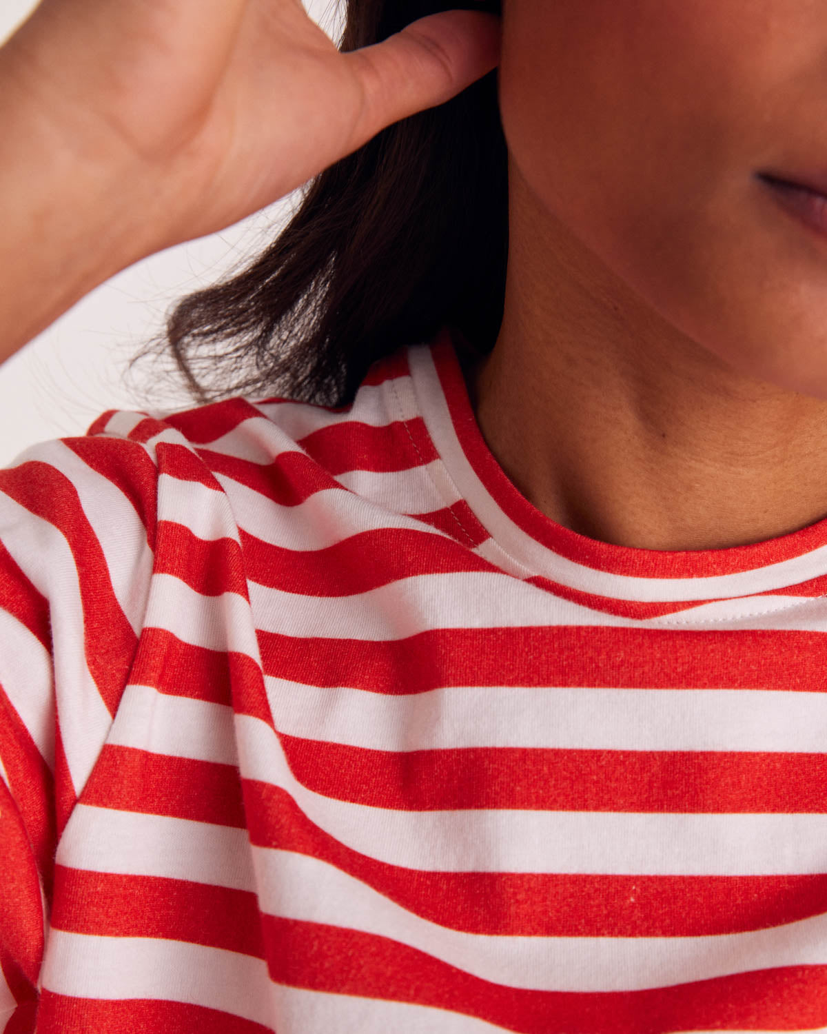 T-shirt Bree stripes poppy red and white