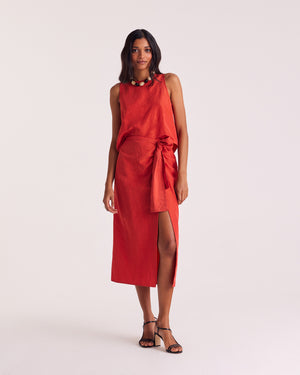 Donata poppy red skirt