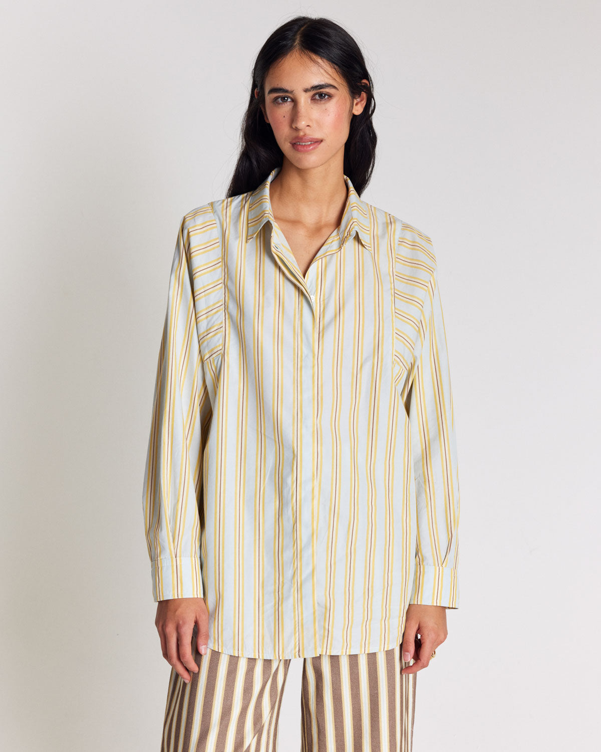 Chemise Eudes rayures jaune et bleu