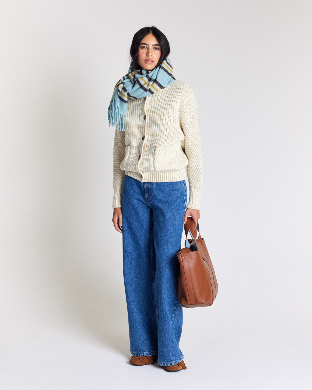 Scarf Public stripes yellow and blue