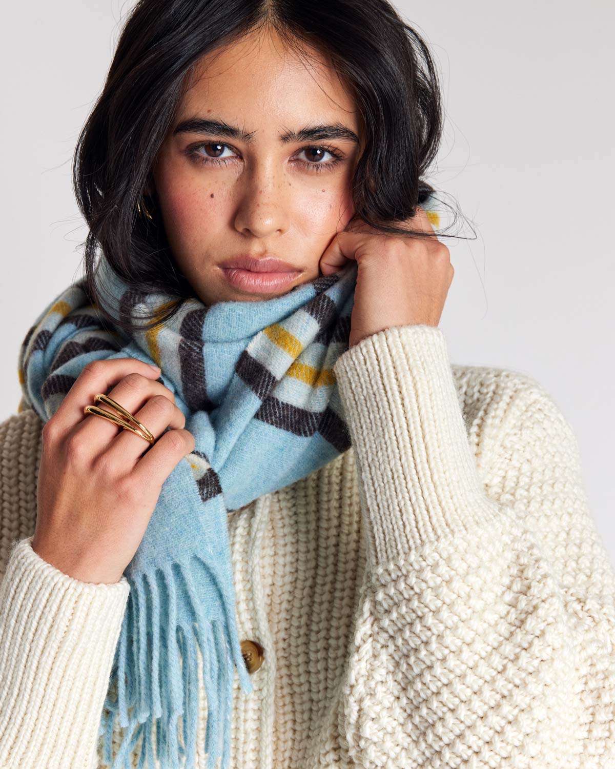 Scarf Public stripes yellow and blue