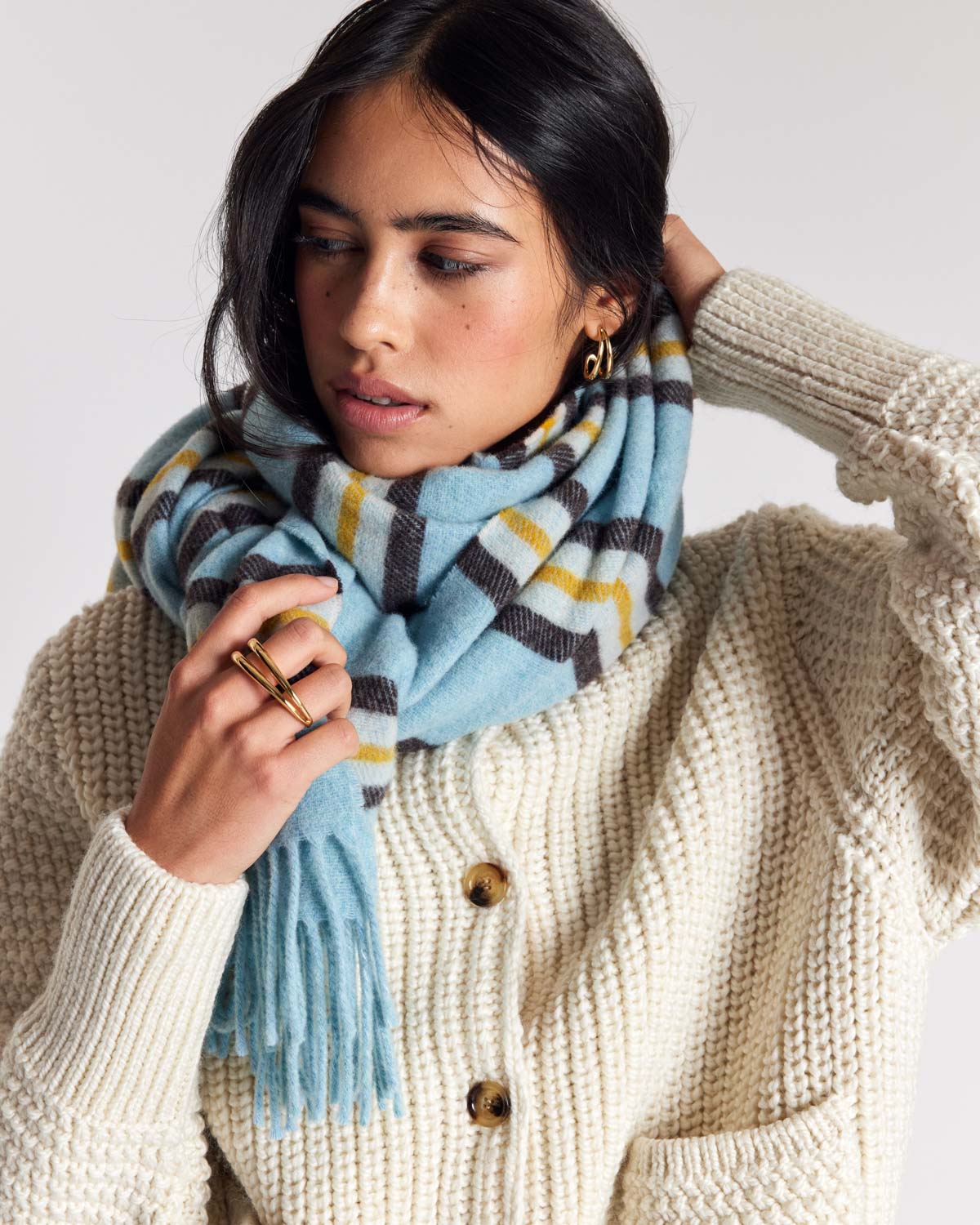 Scarf Public stripes yellow and blue