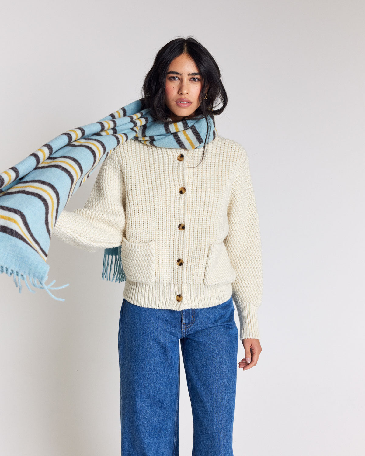 Scarf Public stripes yellow and blue