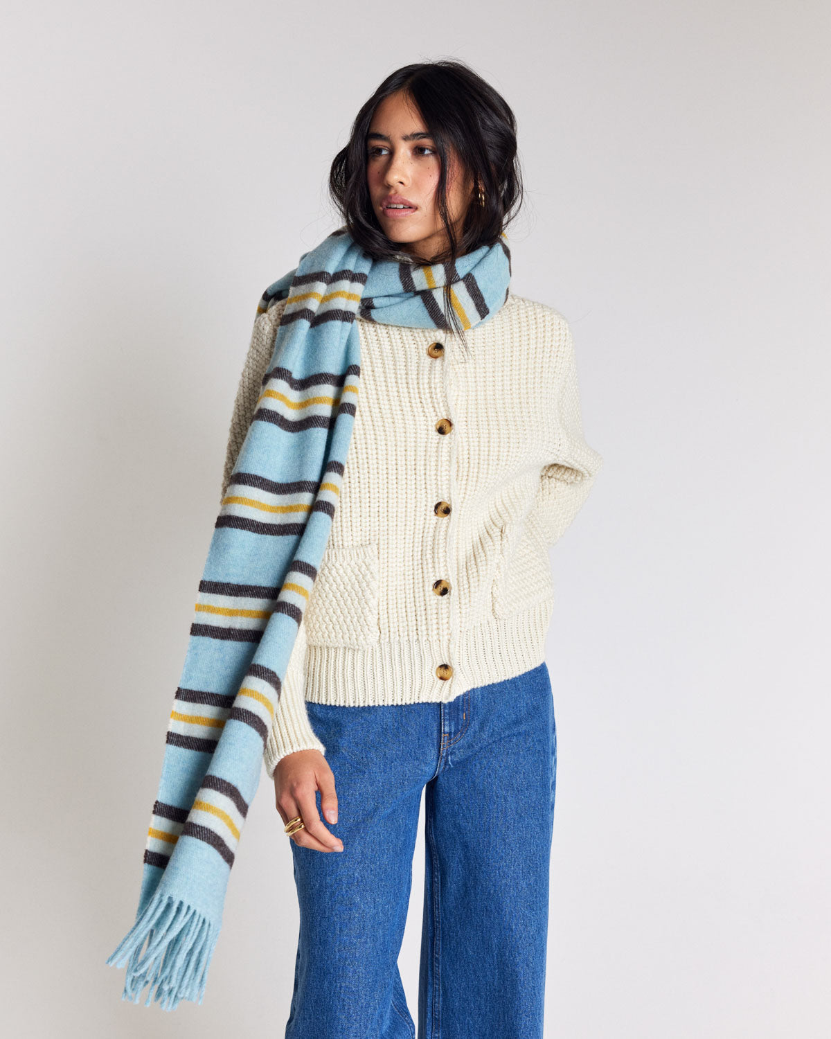 Scarf Public stripes yellow and blue